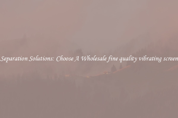 Separation Solutions: Choose A Wholesale fine quality vibrating screen